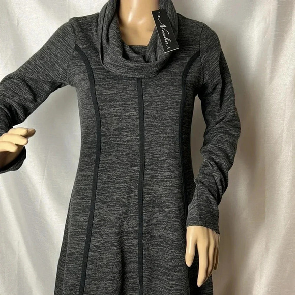 Nwt  vintage grey  sweater dress, Sm, cowl neck ,slimming lines,Whimsigoth,goth - Picture 4 of 16